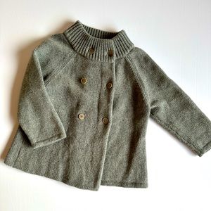 Talbots Petite Grey Wool-Cashmere 3/4 Sleeve Cardigan-Lg